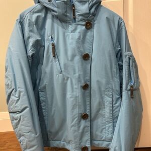 Blue Hooded Ski/Snowboard Jacket with Button Details